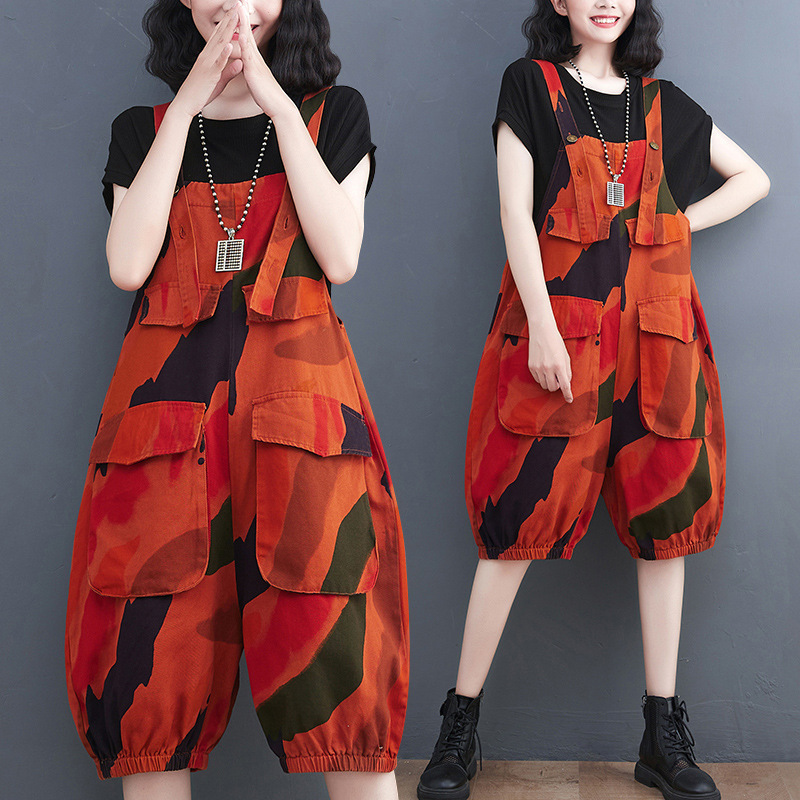 #MoteruStyle! Denim Colored Lantern Strap Pants, Jeans Overalls, Jumpsuit, Loose Fit, Through Hip, Salopette Dress, Overalls, 5/4 length pants, Pants Dress,