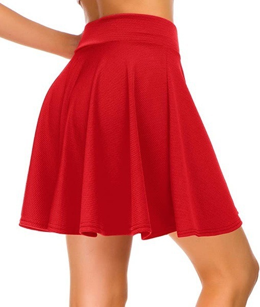 #MoteruStyle! Women's Basic Solid Color Casual Skirt Basic Skirt Ladies Shorts Mini Elastic Pleated Skirt High Waist Bubble Sundress Female Student Uniform Lined Safety Pants Athleisure Flared Skirt Flare A-line Mini Skirt - 画像 (4)
