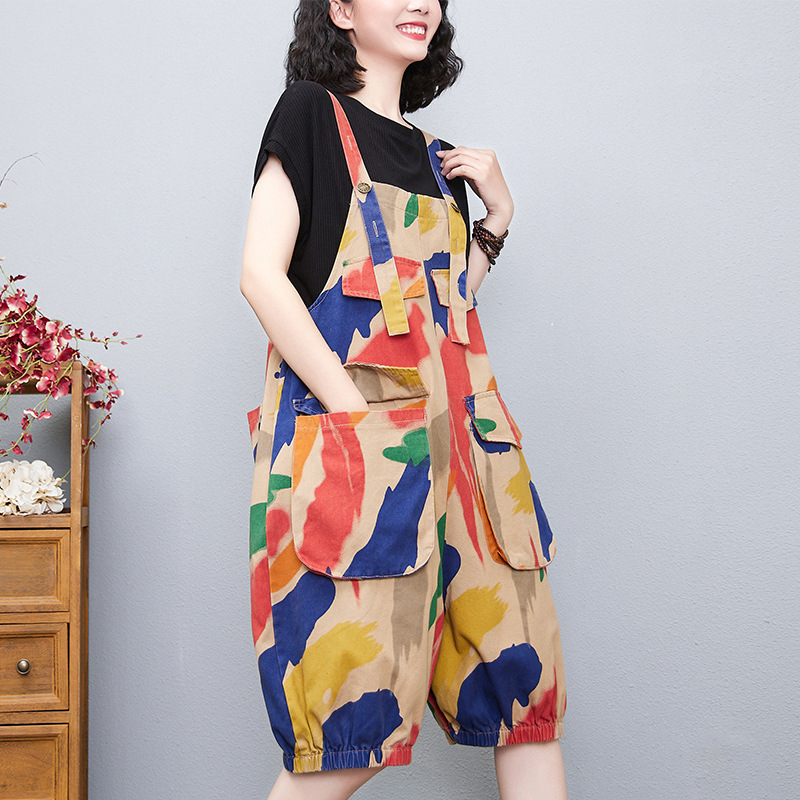 #MoteruStyle! Denim Colored Lantern Strap Pants, Jeans Overalls, Jumpsuit, Loose Fit, Through Hip, Salopette Dress, Overalls, 5/4 length pants, Pants Dress, - 画像 (4)