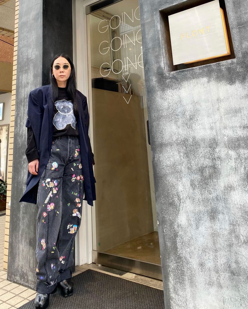 #MoteruStyle! Lisa Same Black Heavy Industry Small Graffiti Hot Stamping Straight Jeans Pants Black Baggy Floral Embroidery Retro Gothic Casual Harajuku Streetwear - 画像 (2)