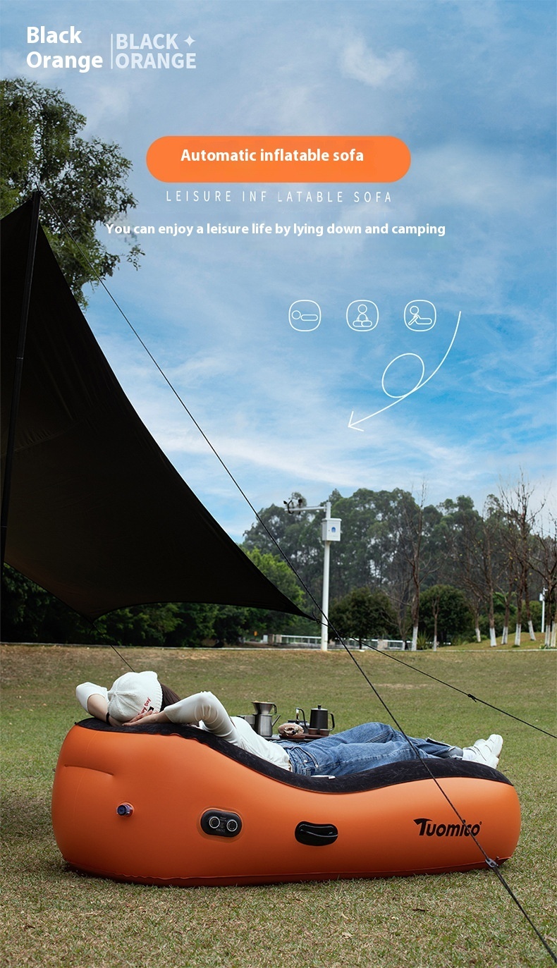 #MoteruStyle! Automatic Inflatable Sofa Floatation Bed Outdoor Camping Portable Lazy Lunch Break Floor Shop Home Airbed - 画像 (4)