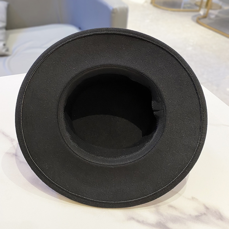 #MoteruStyle! Woolen Hat Flat Pearl Top Hat Bucket Hat Fedora Hat With Big Pearl Wide Brim Church Panama Jazz Cap British style big-edge wild temperament pearl top hat fisherman hat - 画像 (3)