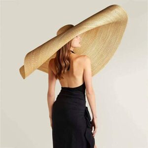 #MoteruStyle! Seaside Sun Hat, Straw Hat, Paper Straw Hat Raffia Oversized Hat UV Protection Hats in Beach Lager Brim 25CM Big Sun Hat Wedding Hats Floppy Large Brim Beach Anti-UV Sun Protection Foldable Roll up Summer Hat